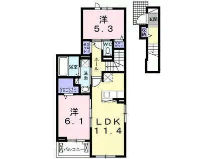 RICO・ALIVIO I(2LDK/2階)の間取り写真