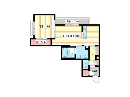 ライムストーン新大宮(1LDK/2階)の間取り写真