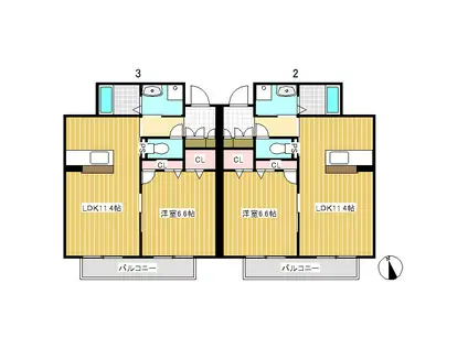 レシエル(1LDK/3階)の間取り写真
