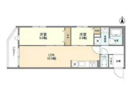 パルムクレスト武蔵小山(2LDK/2階)の間取り写真
