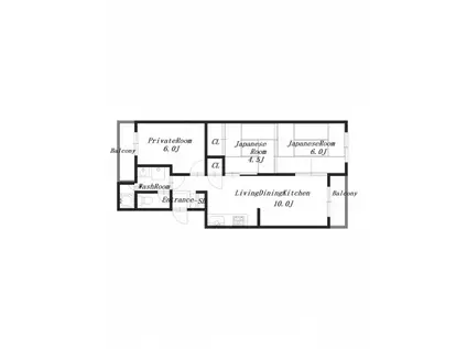 コーポラス香芝(3LDK/4階)の間取り写真