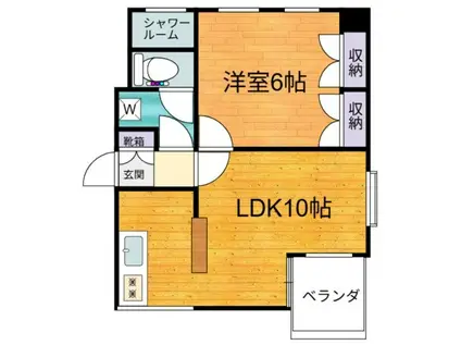 パティオアゼリー(1LDK/4階)の間取り写真