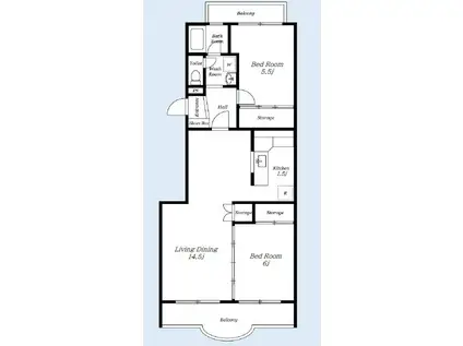 PLENDY馬橋(2LDK/1階)の間取り写真