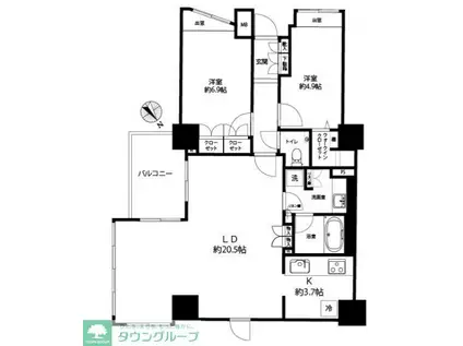 グローリオ蘆花公園テラス棟(3LDK/7階)の間取り写真