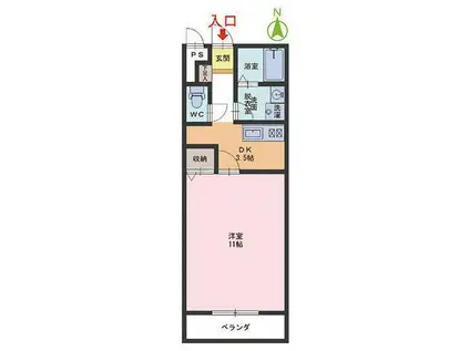 コパ・コンフォート(1DK/2階)の間取り写真