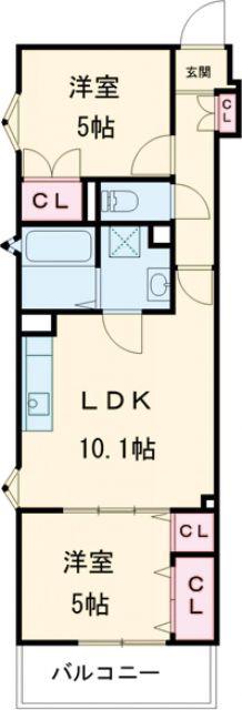 クリエオーレ天理(2LDK/3階)の間取り写真