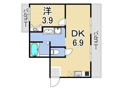 MISTRAL住吉駅前(1DK/4階)の間取り写真