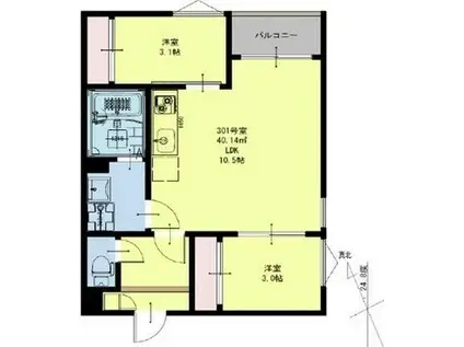 REGALEST SAKURA I(2LDK/3階)の間取り写真