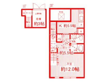 ASHTON HILLS(1SDK/2階)の間取り写真