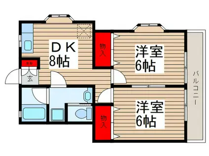グリーンエイト(2DK/1階)の間取り写真