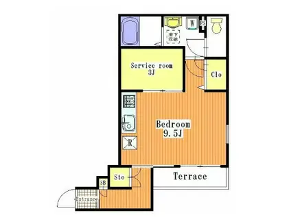 ビオレータ(ワンルーム/1階)の間取り写真