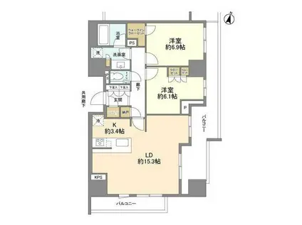 ブランズ本郷(2LDK/5階)の間取り写真