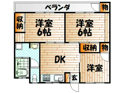 E-LUX祇園原(3DK/3階)の間取り写真