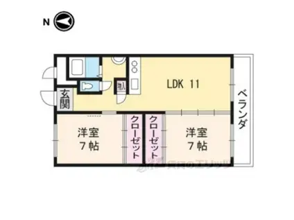 エイテルフラッツ(2LDK/4階)の間取り写真