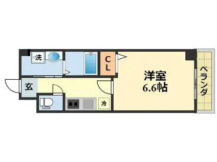 ウエスト東桂川(1K/4階)の間取り写真