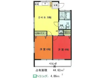 スターコーポ(2DK/2階)の間取り写真