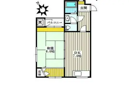 サンライズクワハラ(1DK/3階)の間取り写真