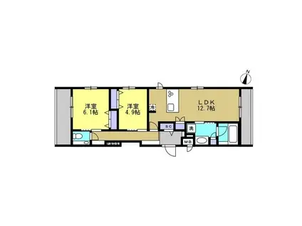 グランヴィラ川崎(2LDK/3階)の間取り写真