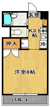 メイプル1(1K/2階)の間取り写真
