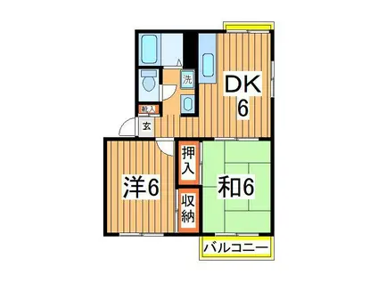 ピアガーデン(2DK/3階)の間取り写真