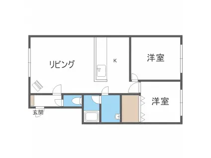 ハイツかねいちB(2LDK/1階)の間取り写真