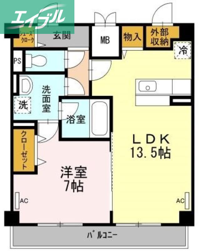 田町ガーデンハイツ(1LDK/3階)の間取り写真