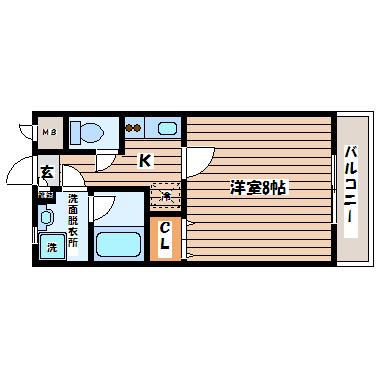 チュアリヒルズI(1K/2階)の間取り写真
