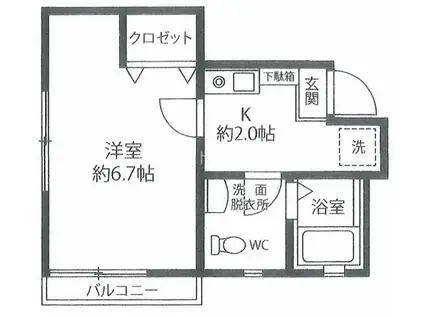 WAKOU3216(1K/2階)の間取り写真
