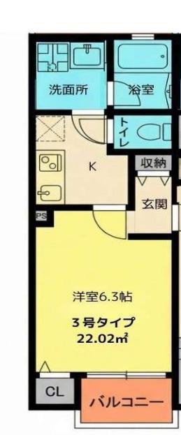 ALEGRIA尼崎西本町(1K/2階)の間取り写真