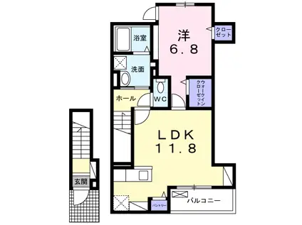 レイクパーク(1LDK/2階)の間取り写真