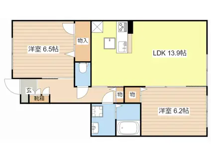 モン レーブ(2LDK/1階)の間取り写真