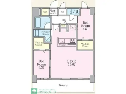 LUXENAPAWS南行徳(2LDK/9階)の間取り写真