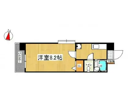 ウィングス片野I(1K/4階)の間取り写真