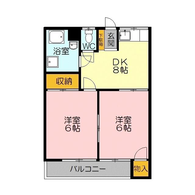 マルタカコーポ(2DK/2階)の間取り写真