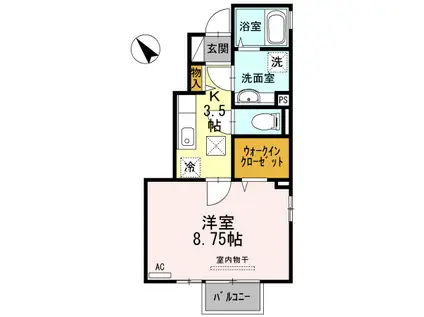 レーブ シャンブル(1K/1階)の間取り写真