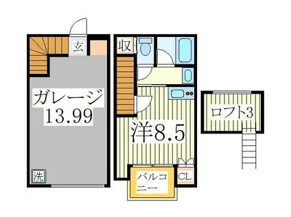 SKガレジオ西白井IV(ワンルーム/1階)の間取り写真
