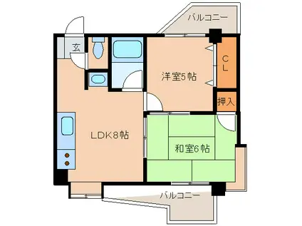 サンビルダー新神戸(2LDK/2階)の間取り写真