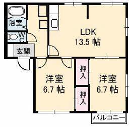フレグランス石川(2LDK/2階)の間取り写真