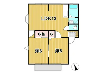 サンビレッジ本宮F(2LDK/2階)の間取り写真