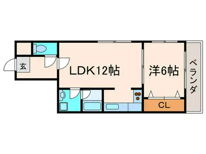 たけうちビル(1LDK/5階)の間取り写真