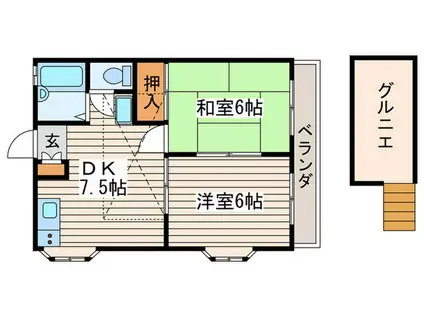 第1石井コーポ(2DK/2階)の間取り写真