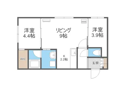 メルヴェーユ麻生(2LDK/3階)の間取り写真