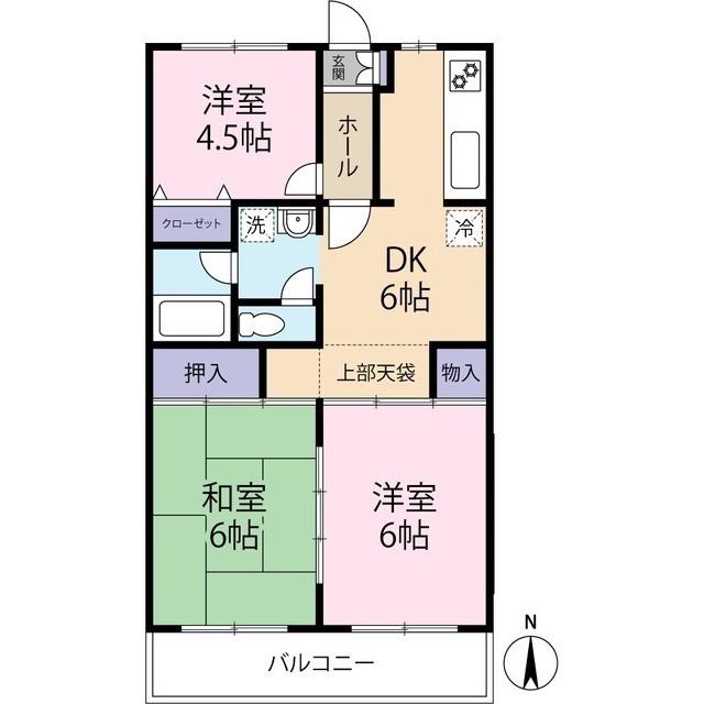 メゾンドパストラル壱番館(3DK/4階)の間取り写真