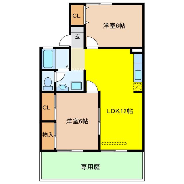 フォーラム ワーゴ(2LDK/1階)の間取り写真