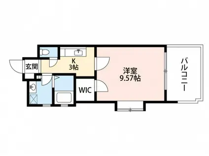 ロアール東白島(1K/3階)の間取り写真