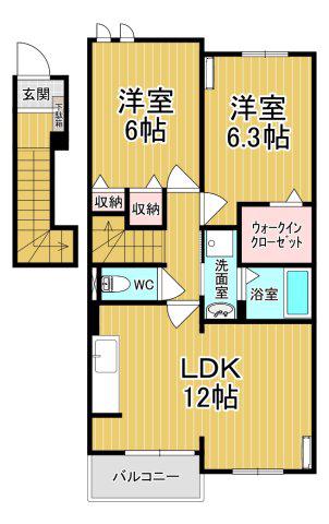 ヴァン ヴェール II(2LDK/2階)の間取り写真