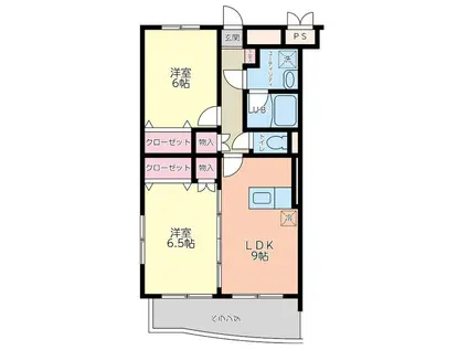 エバーグリーン(2LDK/1階)の間取り写真