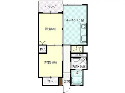 夕顔瀬マンション(2DK/2階)の間取り写真