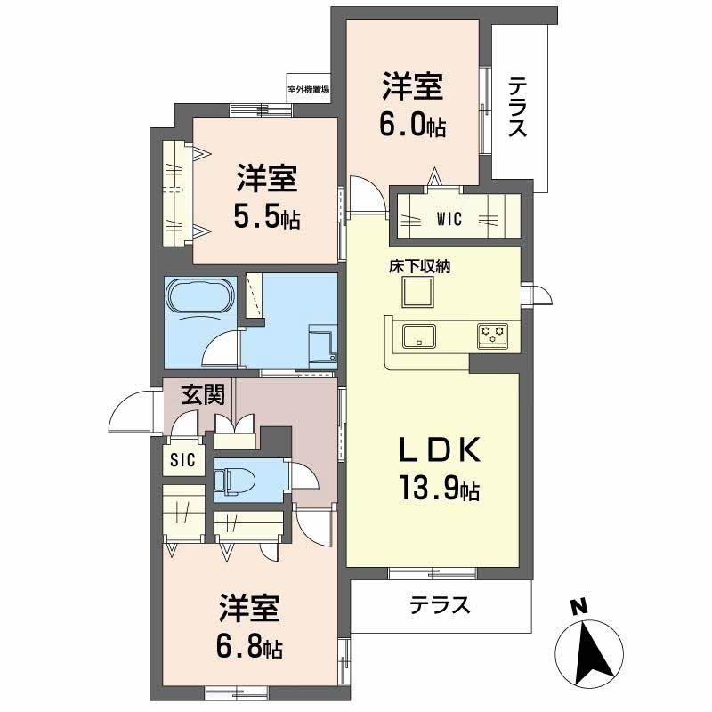 シャーメゾン伽羅橋(3LDK/1階)の間取り写真