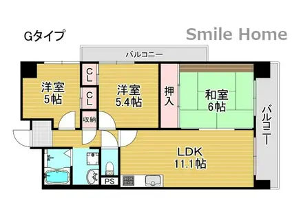 サニーコットン住之江(3LDK/13階)の間取り写真